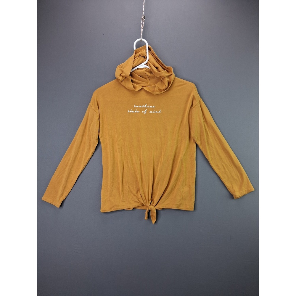 Bixby Nomad Hoodie Long Sleeve Sunshine State of Mind L 12-14 Yellow Front Tie